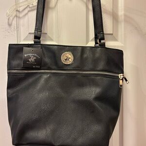 New: Beverly Hills Polo Club Black Leather Tote
